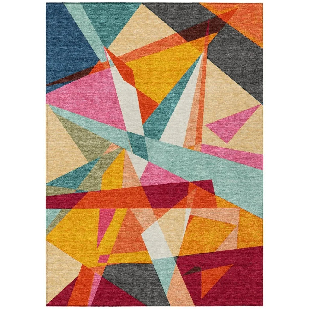 LOOMLAN Rugs Zexture Orange Washable Indoor-Outdoor Rug