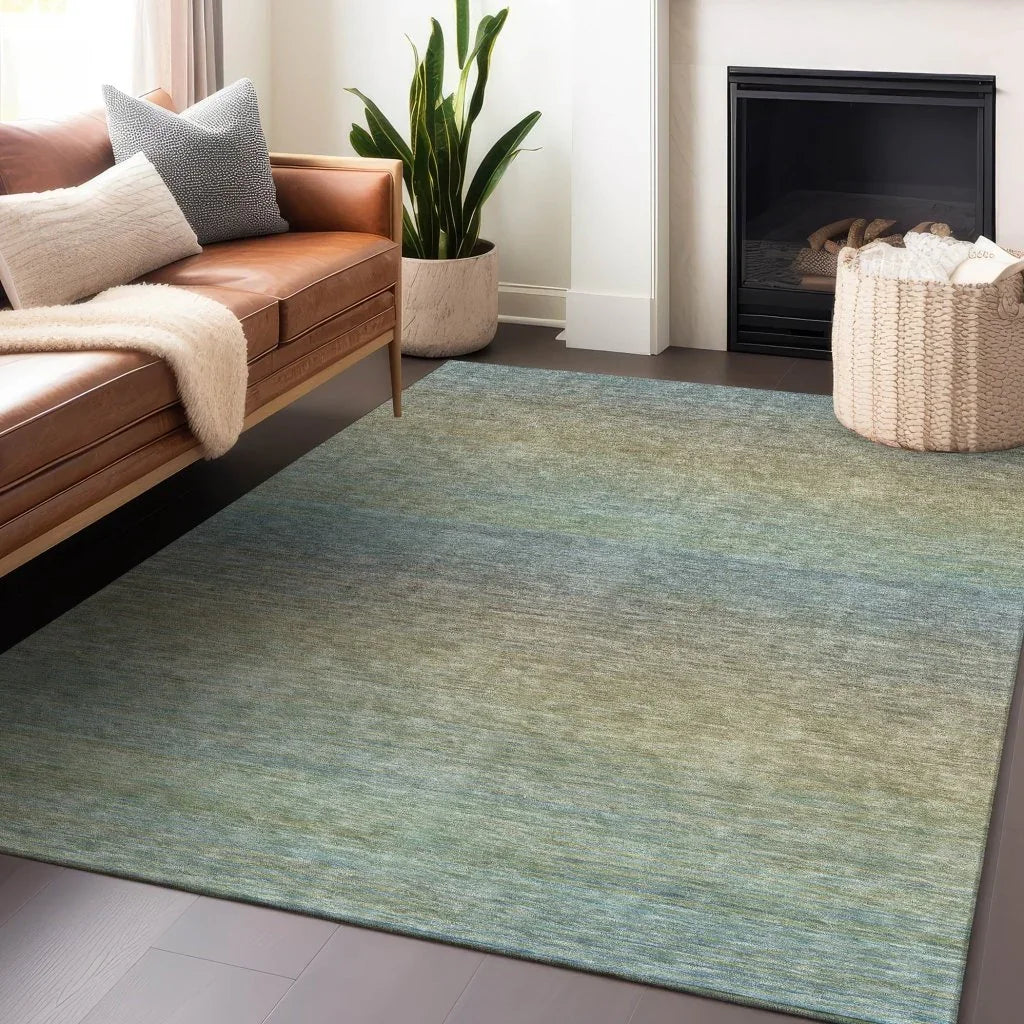 LOOMLAN Rugs Zeyna Blue Washable Indoor-Outdoor Rug