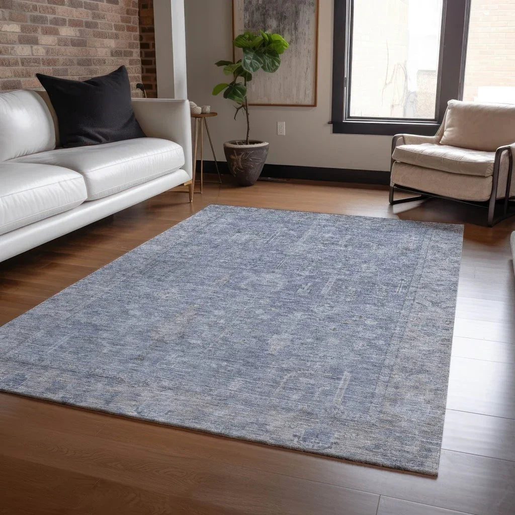 LOOMLAN Rugs Zia Blue Washable Indoor-Outdoor Rug