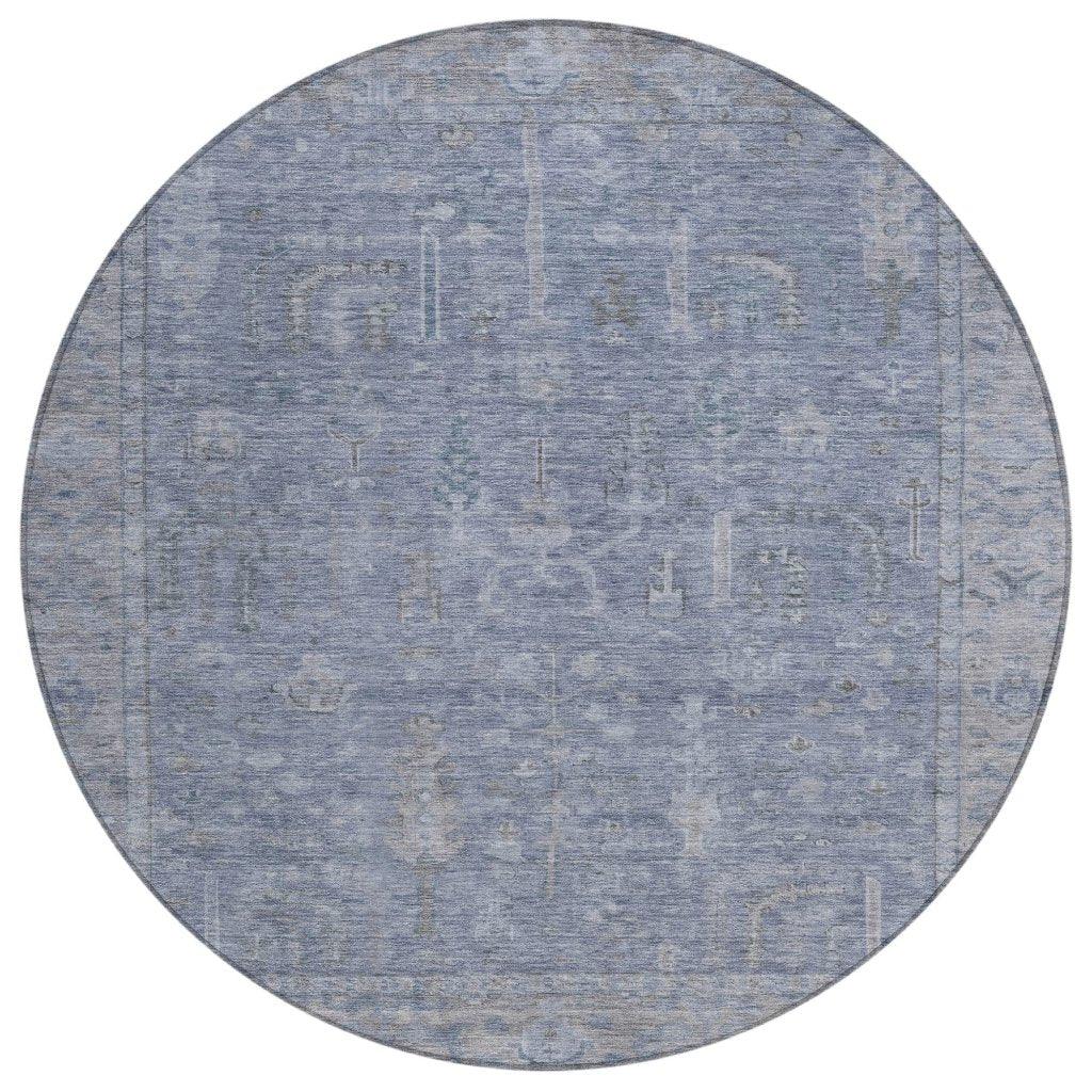 LOOMLAN Rugs Zia Blue Washable Indoor-Outdoor Rug