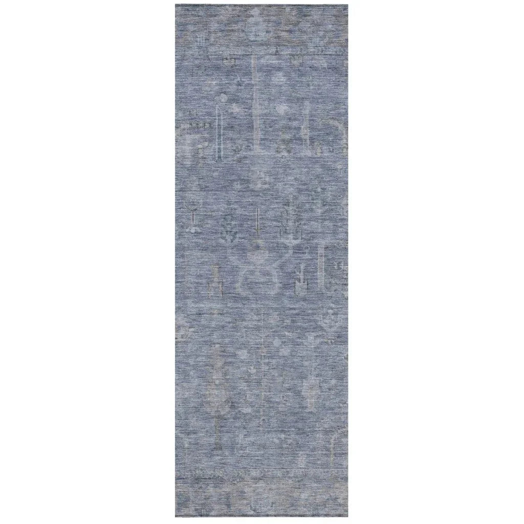 LOOMLAN Rugs Zia Blue Washable Indoor-Outdoor Rug