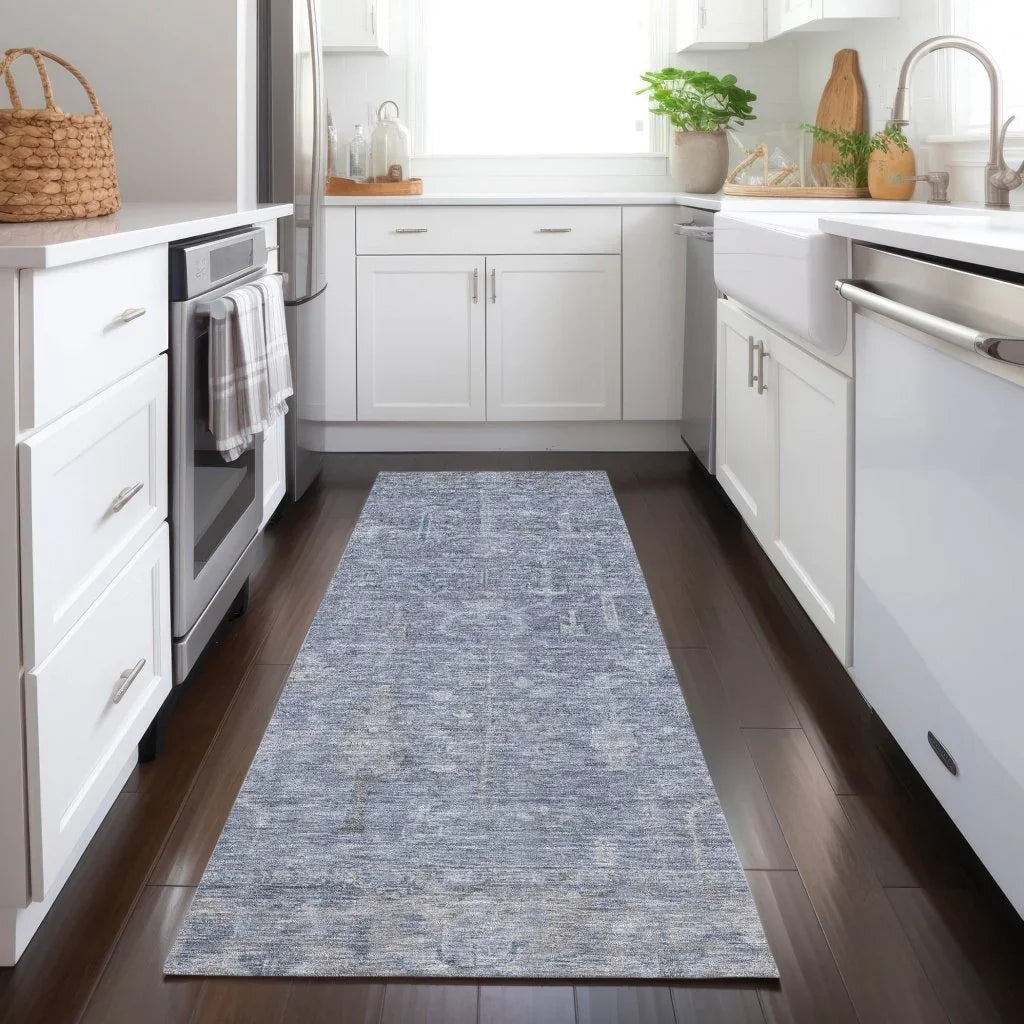 LOOMLAN Rugs Zia Blue Washable Indoor-Outdoor Rug