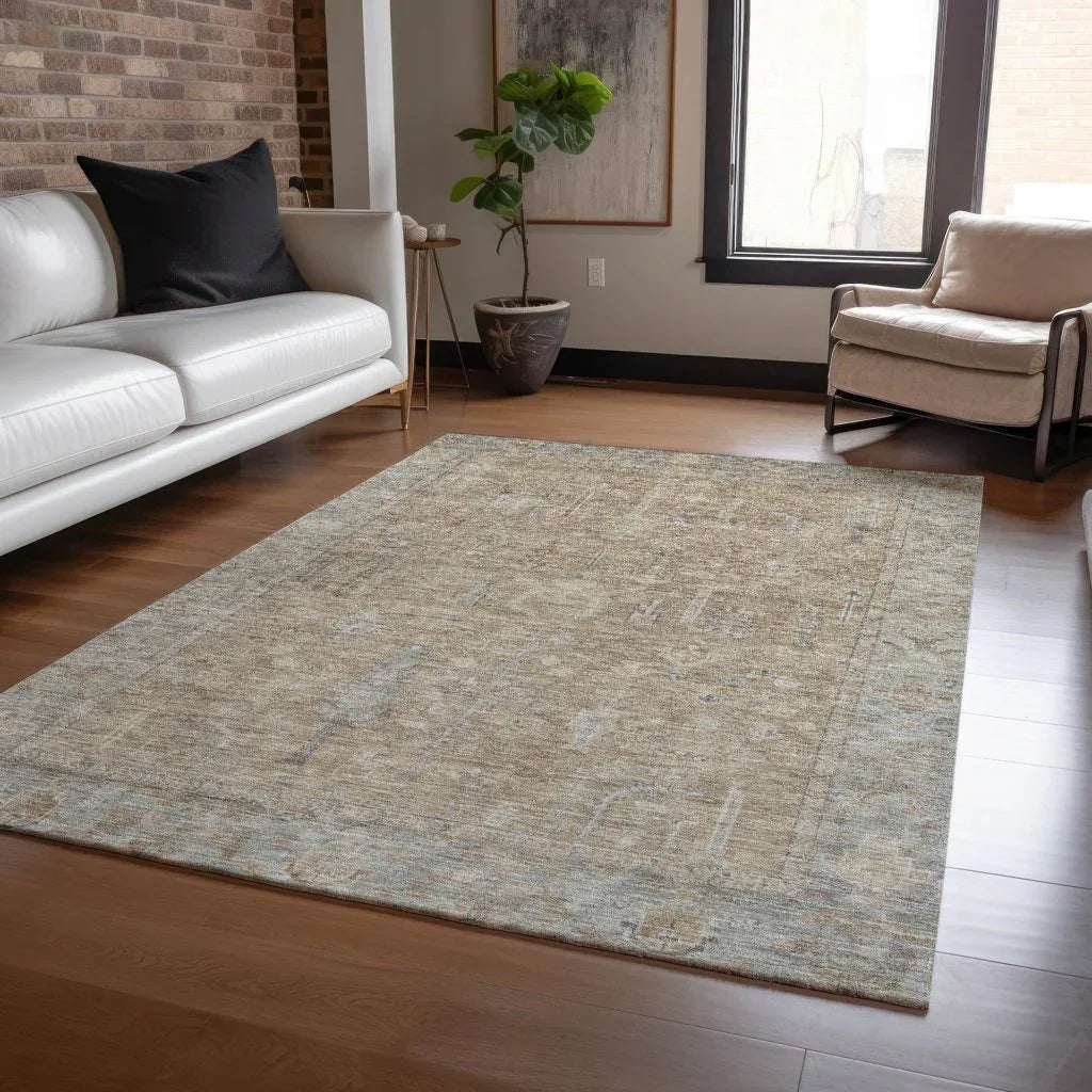 LOOMLAN Rugs Zia Brown Washable Indoor-Outdoor Rug