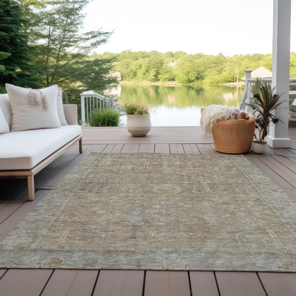 LOOMLAN Rugs Zia Brown Washable Indoor-Outdoor Rug