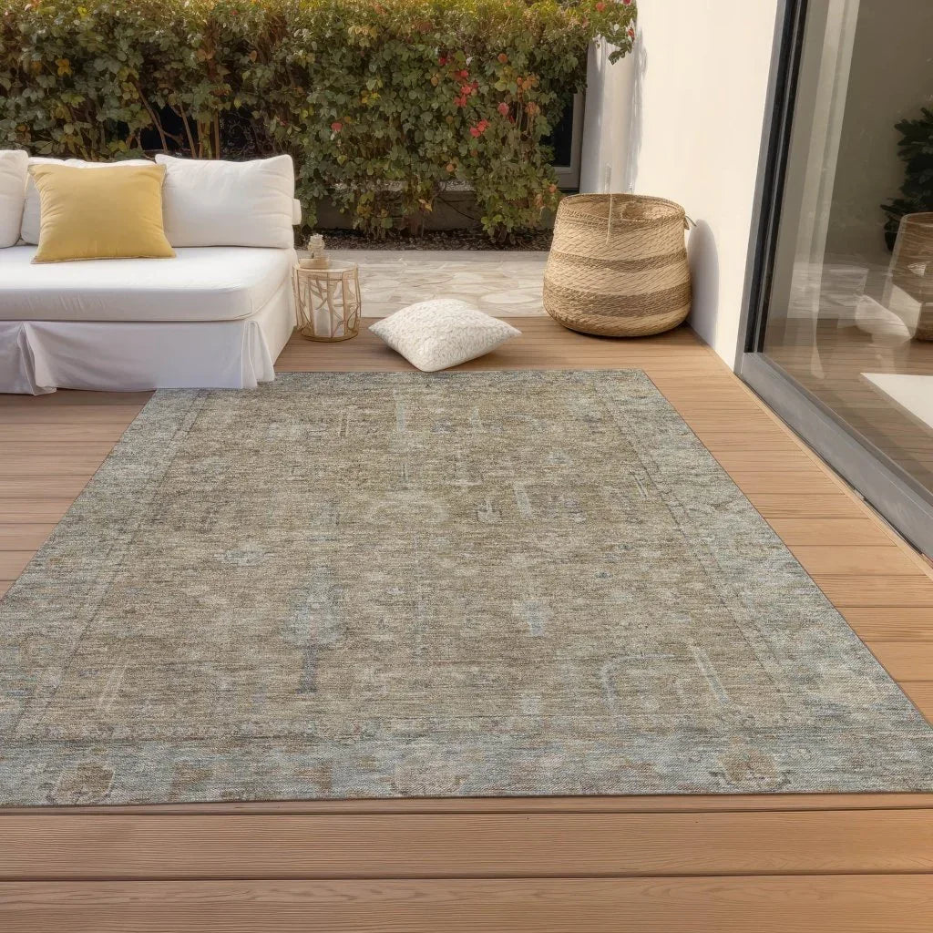 LOOMLAN Rugs Zia Brown Washable Indoor-Outdoor Rug
