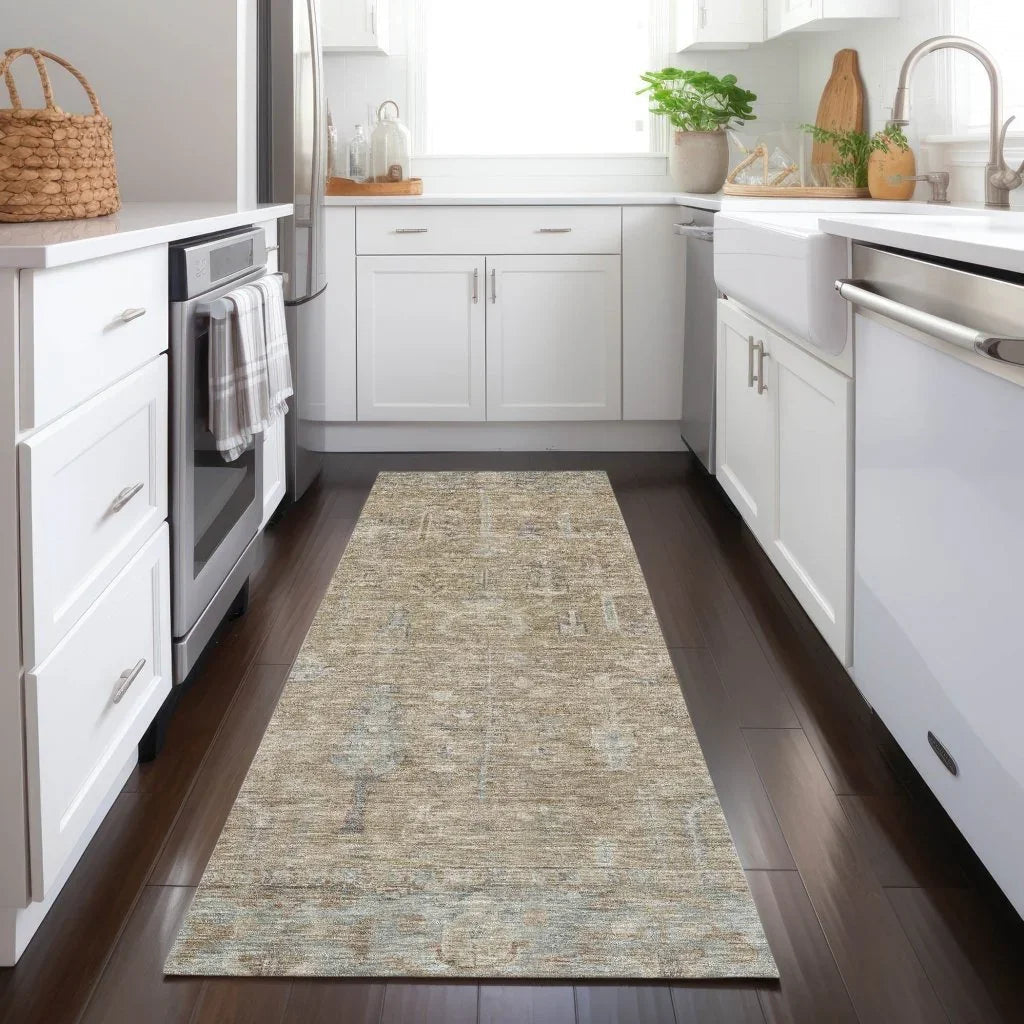 LOOMLAN Rugs Zia Brown Washable Indoor-Outdoor Rug