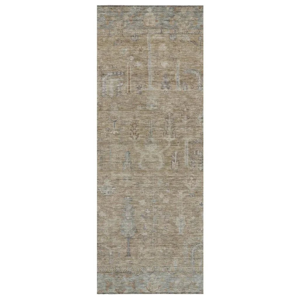 LOOMLAN Rugs Zia Brown Washable Indoor-Outdoor Rug