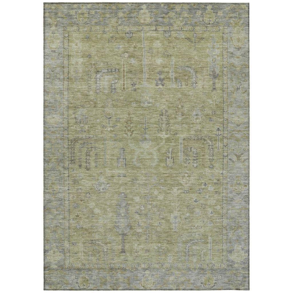 LOOMLAN Rugs Zia Green Washable Indoor-Outdoor Rug