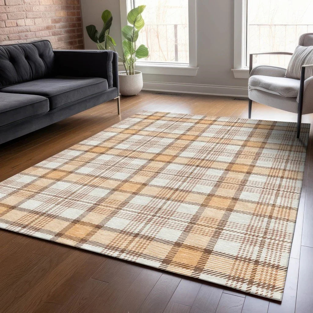 LOOMLAN Rugs Zinara Orange Washable Indoor-Outdoor Rug