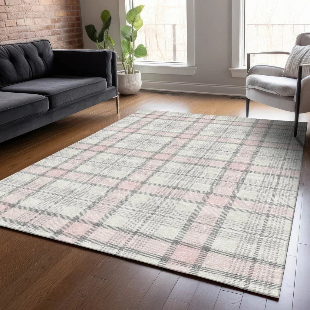 LOOMLAN Rugs Zinara Pink Washable Indoor-Outdoor Rug