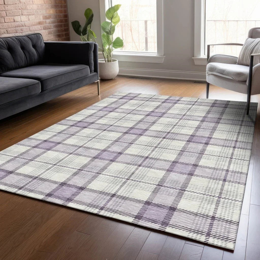LOOMLAN Rugs Zinara Purple Washable Indoor-Outdoor Rug