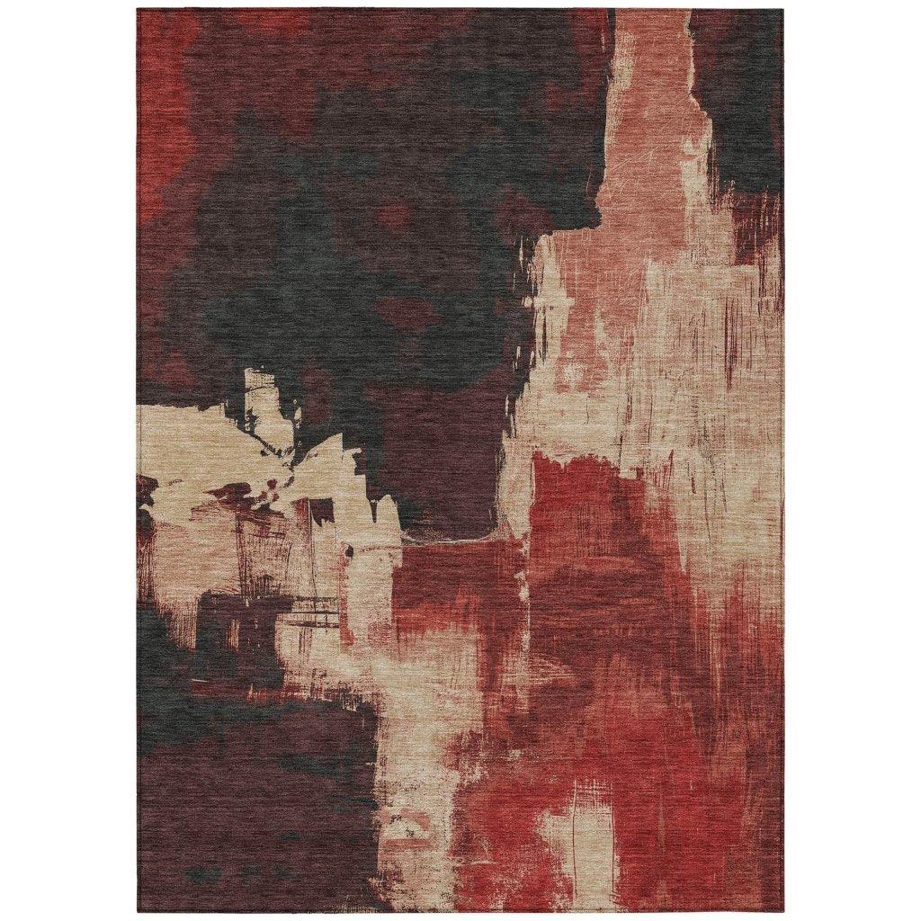 LOOMLAN Rugs Zireya Red Washable Indoor-Outdoor Rug