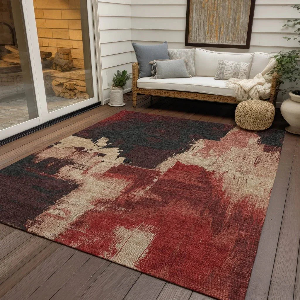 LOOMLAN Rugs Zireya Red Washable Indoor-Outdoor Rug