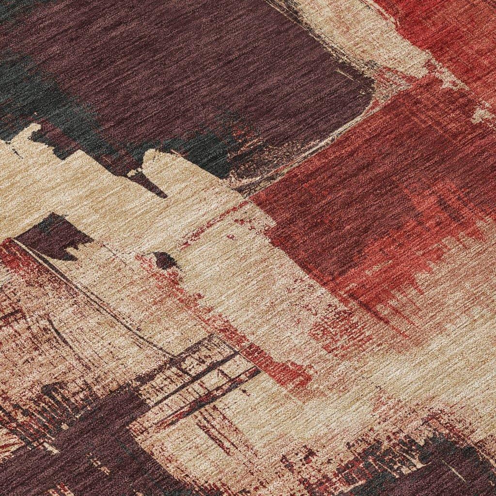 LOOMLAN Rugs Zireya Red Washable Indoor-Outdoor Rug