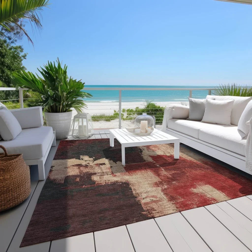 LOOMLAN Rugs Zireya Red Washable Indoor-Outdoor Rug