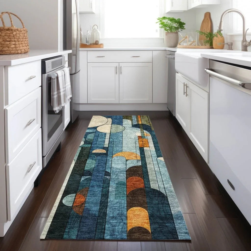 LOOMLAN Rugs Ziva Blue Washable Indoor-Outdoor Rug