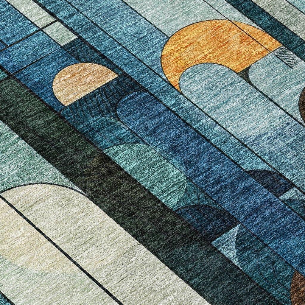LOOMLAN Rugs Ziva Blue Washable Indoor-Outdoor Rug