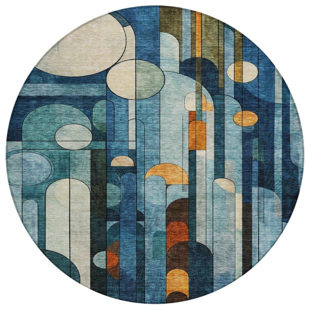LOOMLAN Rugs Ziva Blue Washable Indoor-Outdoor Rug