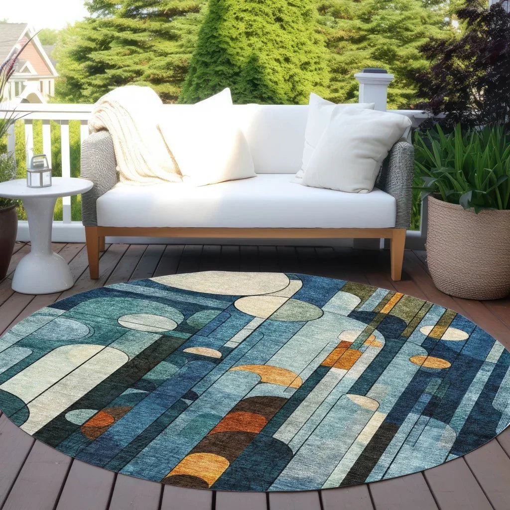 LOOMLAN Rugs Ziva Blue Washable Indoor-Outdoor Rug