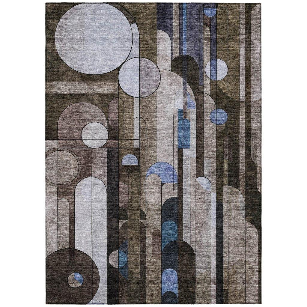 LOOMLAN Rugs Ziva Brown Washable Indoor-Outdoor Rug