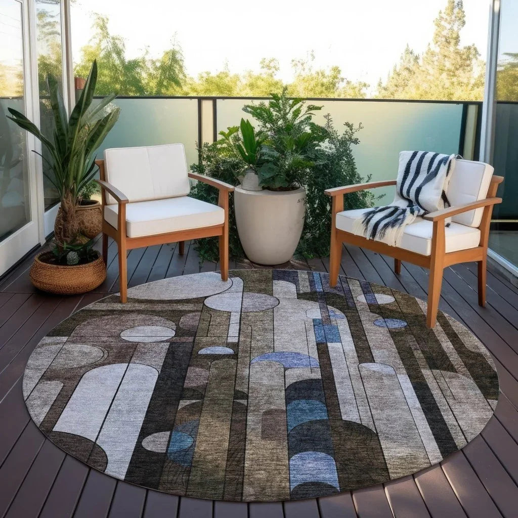 LOOMLAN Rugs Ziva Brown Washable Indoor-Outdoor Rug