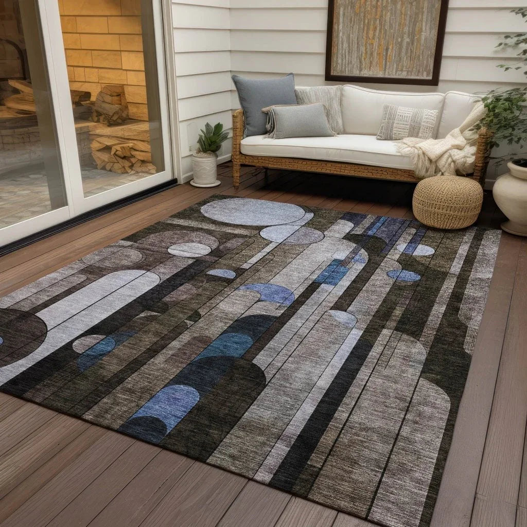 LOOMLAN Rugs Ziva Brown Washable Indoor-Outdoor Rug