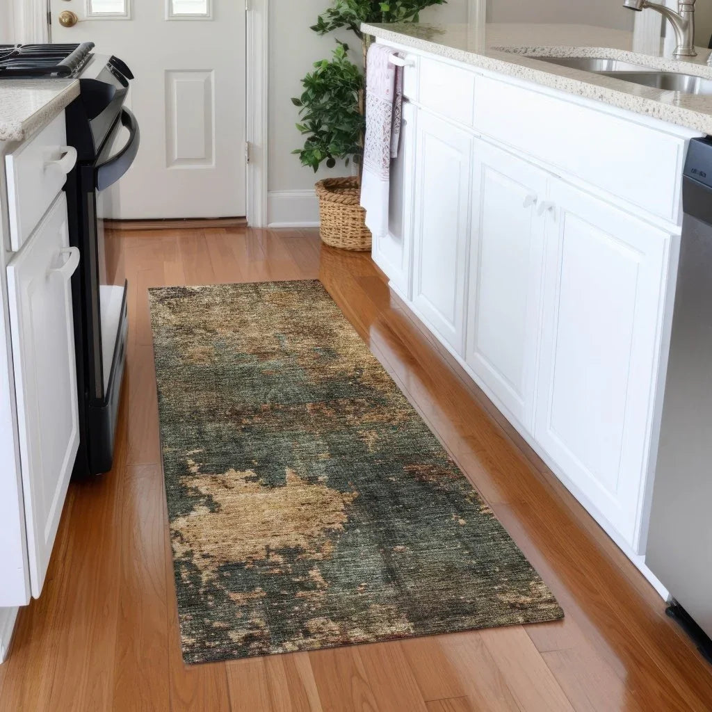 LOOMLAN Rugs Zuleya Green Washable Indoor-Outdoor Rug