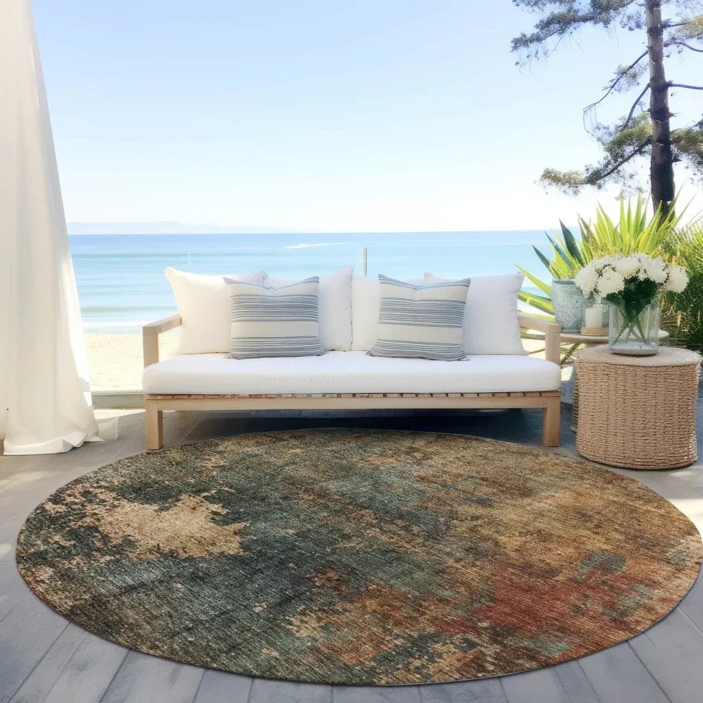 LOOMLAN Rugs Zuleya Green Washable Indoor-Outdoor Rug