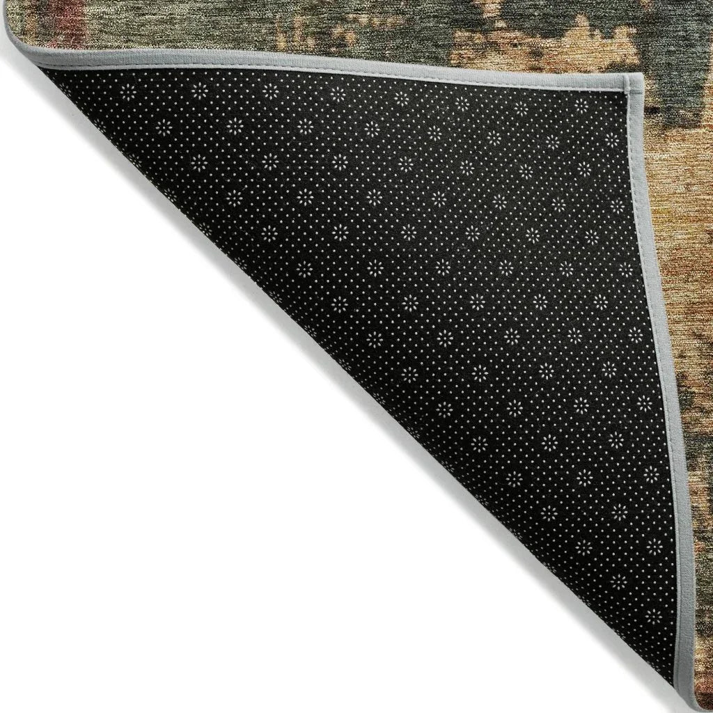 LOOMLAN Rugs Zuleya Green Washable Indoor-Outdoor Rug