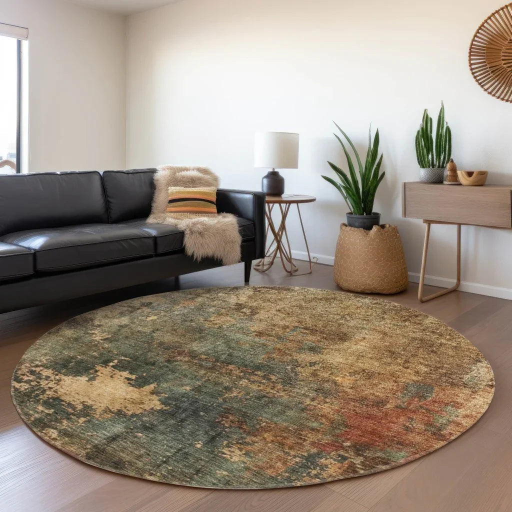 LOOMLAN Rugs Zuleya Green Washable Indoor-Outdoor Rug