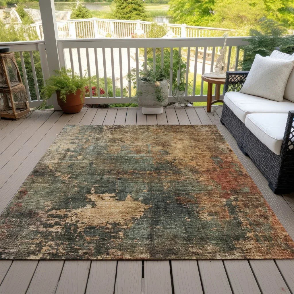 LOOMLAN Rugs Zuleya Green Washable Indoor-Outdoor Rug