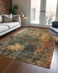 LOOMLAN Rugs Zuleya Green Washable Indoor-Outdoor Rug