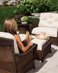 LOOMLAN Outdoor - Grand Traverse Patio Large Ottoman With Sunbrella Cushions Lloyd Flanders - Outdoor Ottomans