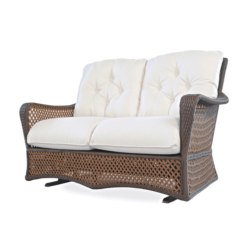 LOOMLAN Outdoor - Grand Traverse Patio Loveseat Glider Rocking Chair With Tables - Outdoor Sofas &amp; Loveseats