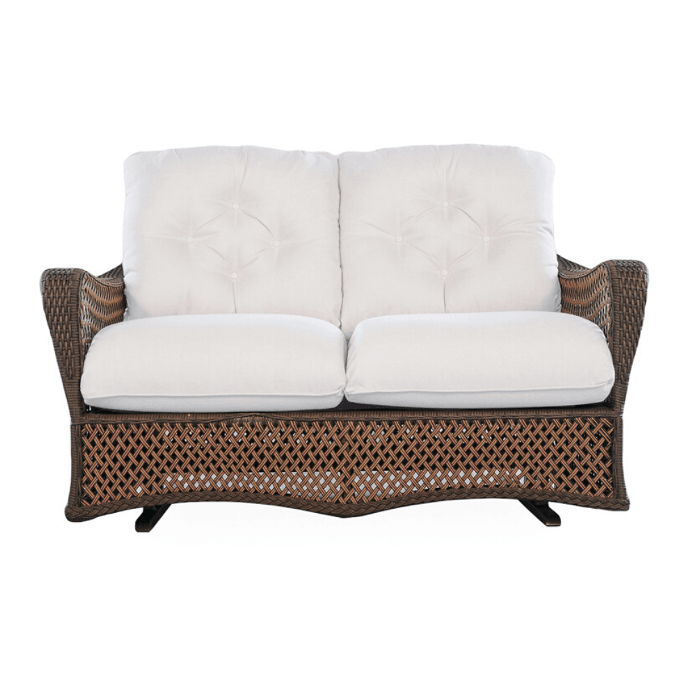 LOOMLAN Outdoor - Grand Traverse Patio Loveseat Glider Rocking Chair With Tables - Outdoor Sofas &amp; Loveseats