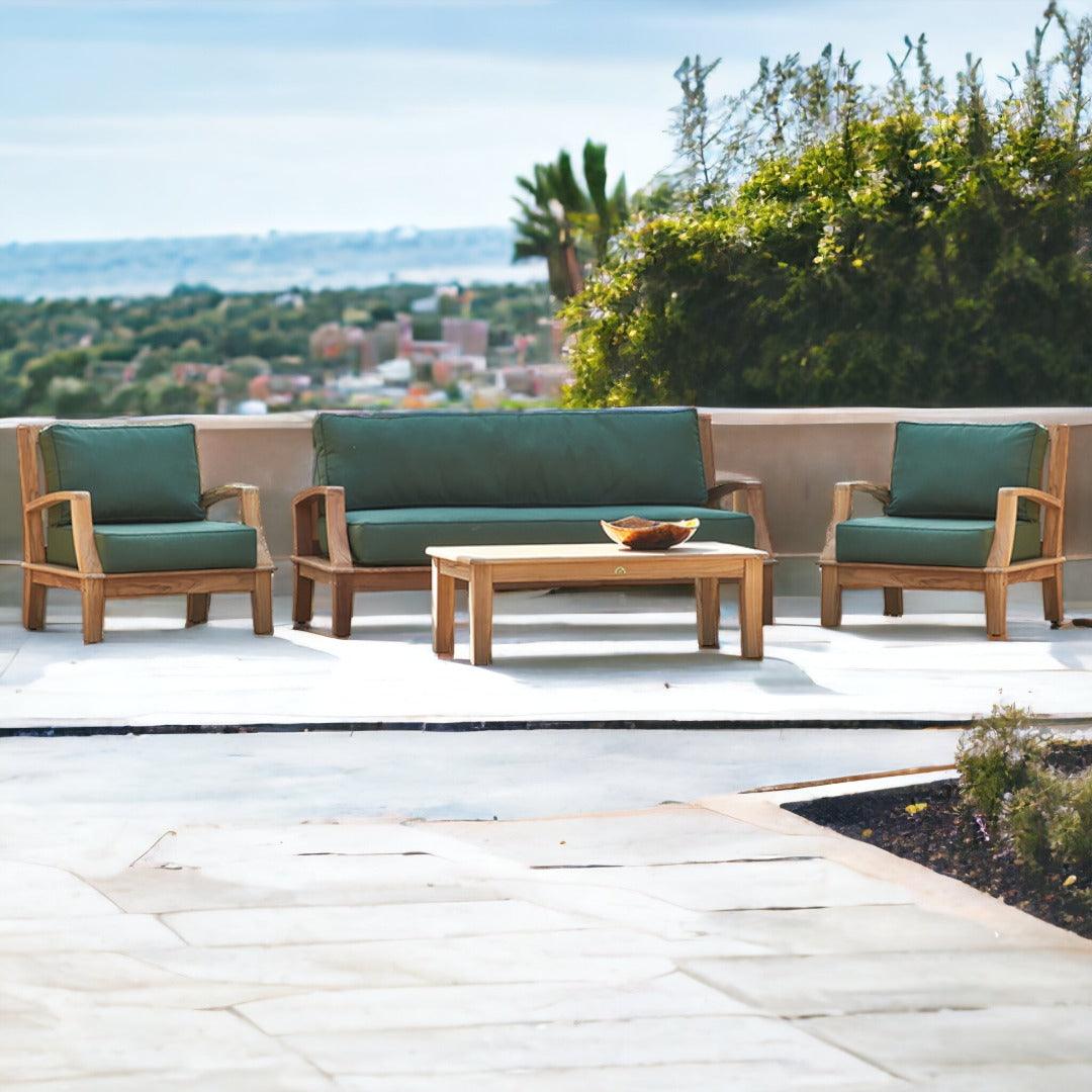 LOOMLAN Outdoor - Grande 4-Piece Teak Outdoor Patio Deep Seating Set with Sunbrella Cushions - Outdoor Lounge Sets