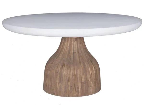 LOOMLAN Outdoor - Halo Pedestal Base Indoor - Outdoor 60'' Round Dining Table White - Outdoor Dining Tables