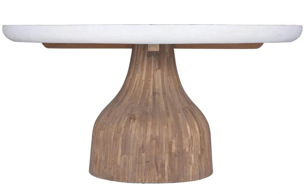 LOOMLAN Outdoor - Halo Pedestal Base Indoor - Outdoor 60'' Round Dining Table White - Outdoor Dining Tables