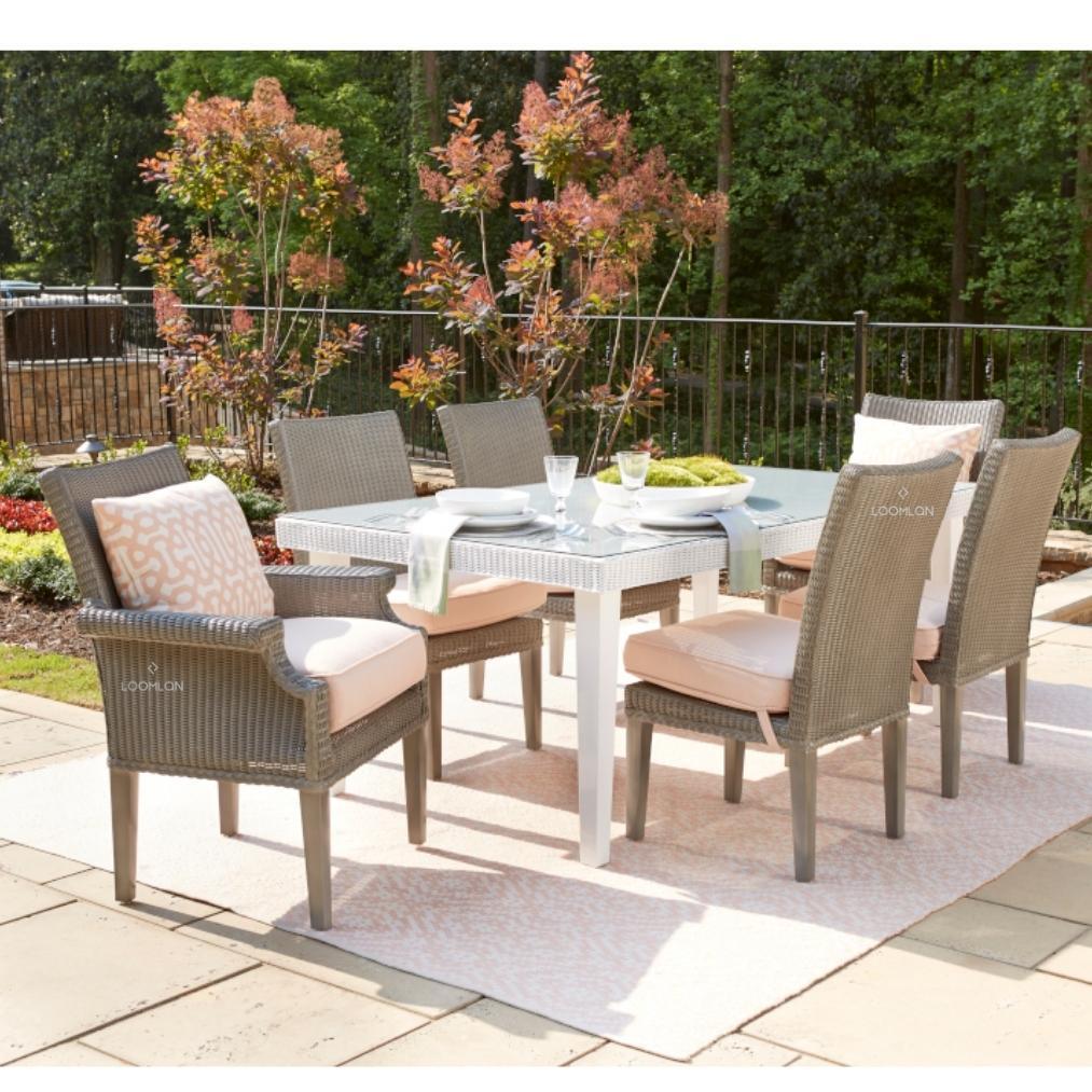 LOOMLAN Outdoor - Hamptons Outdoor Furniture Wicker Armless Dining Chair Lloyd Flanders - Outdoor Dining Chairs