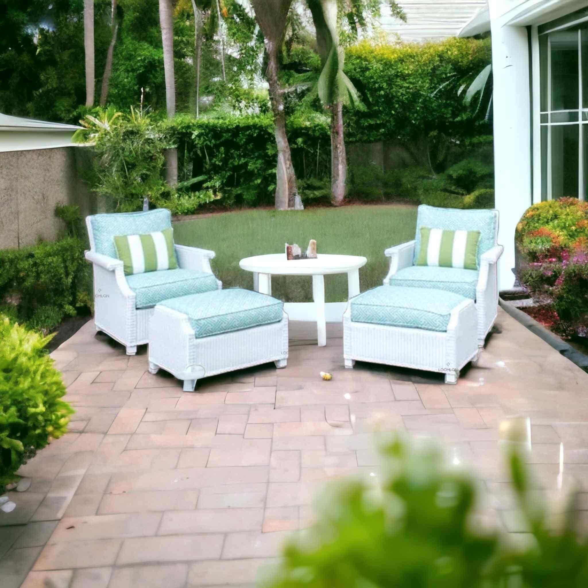 LOOMLAN Outdoor - Hamptons Outdoor Furniture Wicker Large Ottoman Lloyd Flanders - Outdoor Ottomans