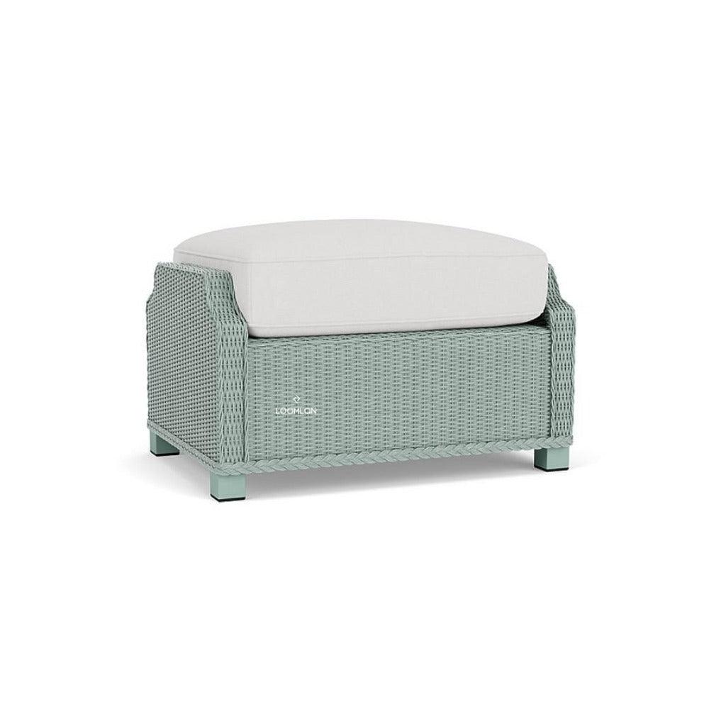 LOOMLAN Outdoor - Hamptons Outdoor Furniture Wicker Ottoman Lloyd Flanders - Outdoor Ottomans