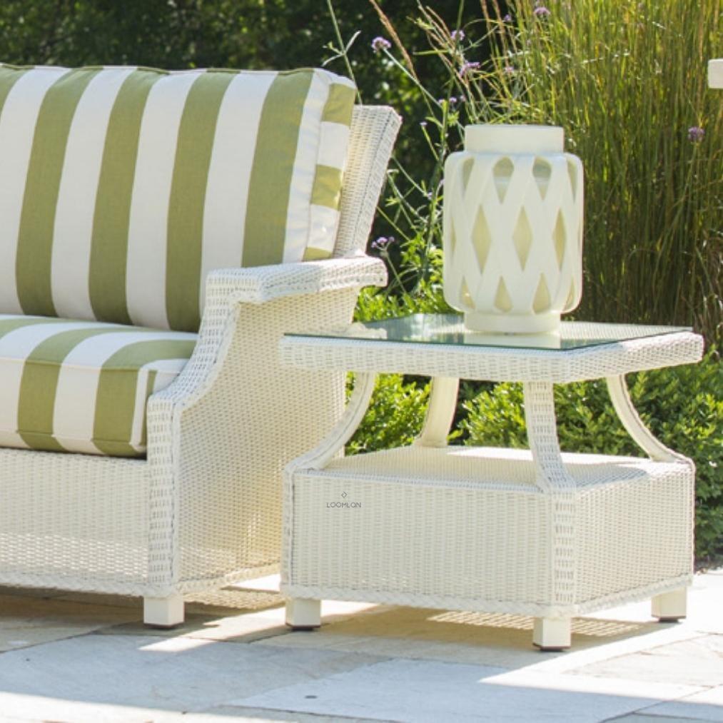 LOOMLAN Outdoor - Hamptons Outdoor Wicker L-Shaped Sectional With Side Table Lloyd Flanders - Outdoor Lounge Sets