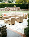 LOOMLAN Outdoor - Hamptons Outdoor Wicker Sectional Sofa and Lounge Chair Set Lloyd Flanders - Outdoor Lounge Sets