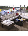 LOOMLAN Outdoor - Hamptons Outdoor Wicker Sectional With Coffee Table Set Lloyd Flanders - Outdoor Lounge Sets