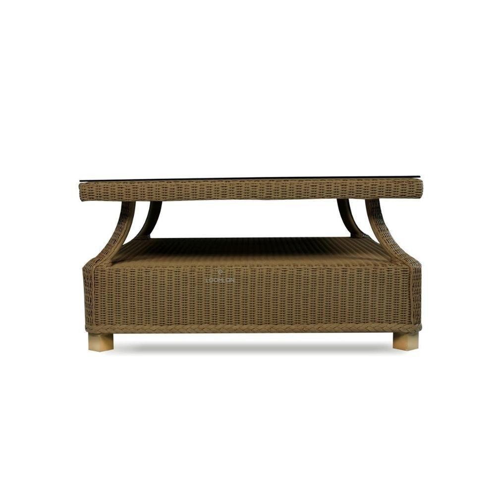 LOOMLAN Outdoor - Hamptons Rectangular Outdoor Cocktail Table With Glass Lloyd Flanders - Outdoor Coffee Tables