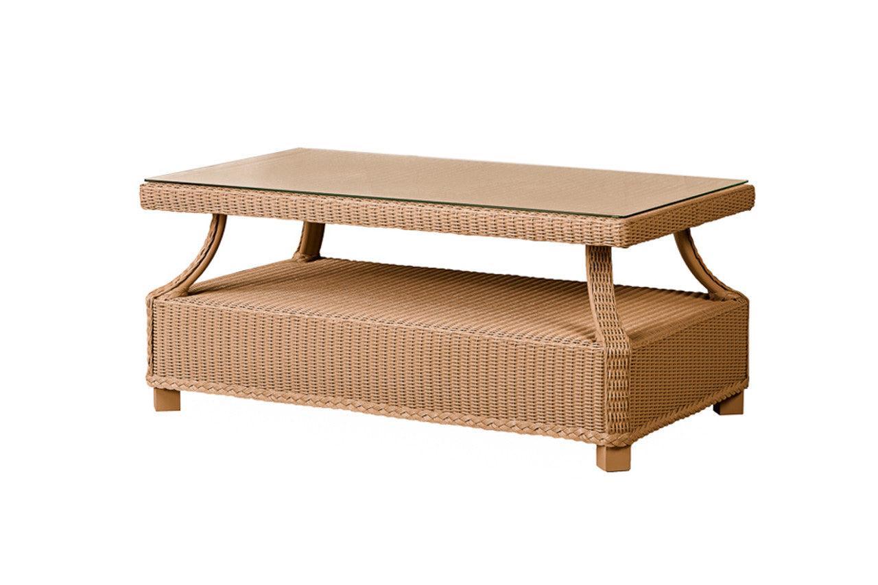 LOOMLAN Outdoor - Hamptons Rectangular Outdoor Cocktail Table With Glass Lloyd Flanders - Outdoor Coffee Tables