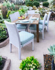 LOOMLAN Outdoor - Hamptons Teak Extendable Dining Table Set with Wicker Dining Chairs - Outdoor Dining Sets