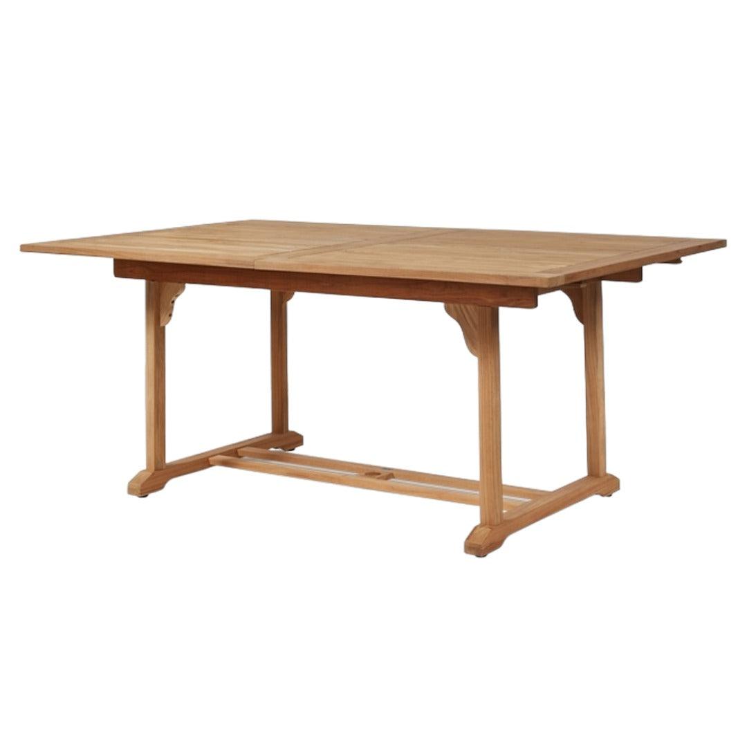 LOOMLAN Outdoor - Ihland Rectangular Teak Outdoor Dining Table with Double Extensions and Umbrella Hole - Outdoor Dining Tables