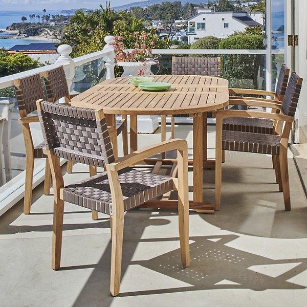 LOOMLAN Outdoor - January Oval Teak Outdoor Dining Table with Built-In Extension and Umbrella Hole - Outdoor Dining Tables