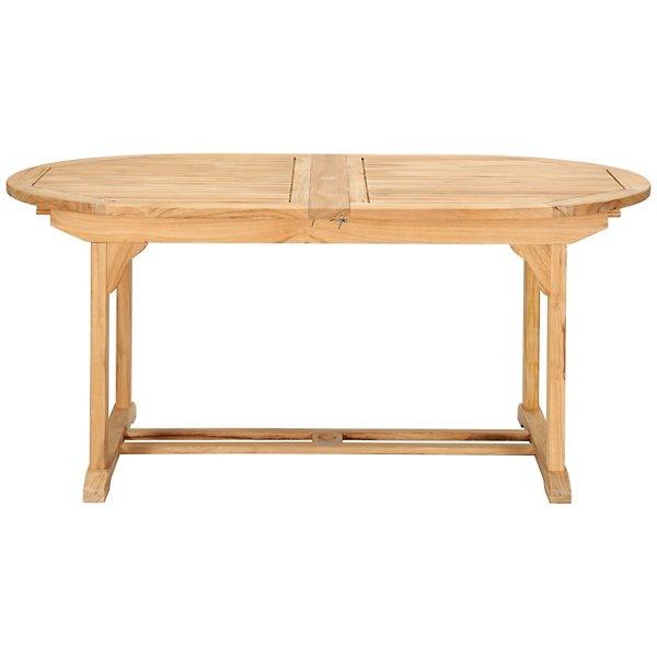 LOOMLAN Outdoor - January Oval Teak Outdoor Dining Table with Built-In Extension and Umbrella Hole - Outdoor Dining Tables